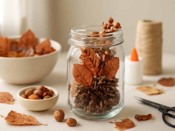 Herbstdeko basteln im Glas in 6 Schritten