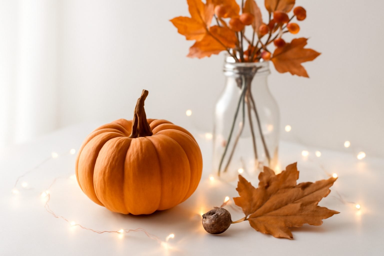 Herbstdeko basteln mit Lichterkette — der Weg zum Ergebnis