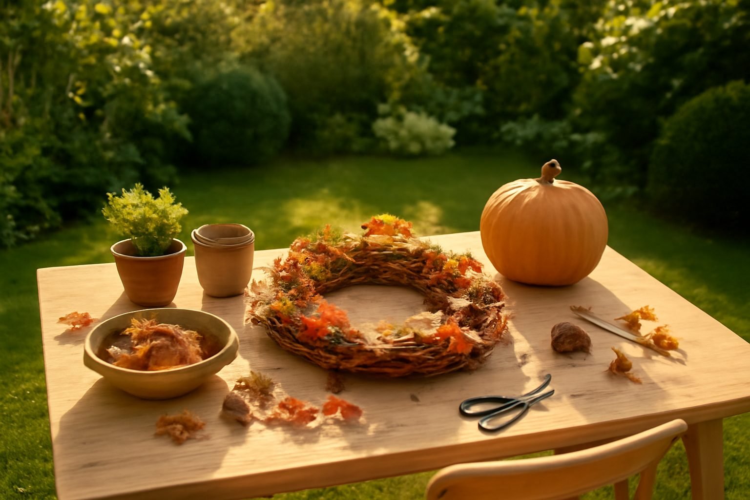 Herbstdeko draußen basteln Anleitung ohne Vorkenntnisse