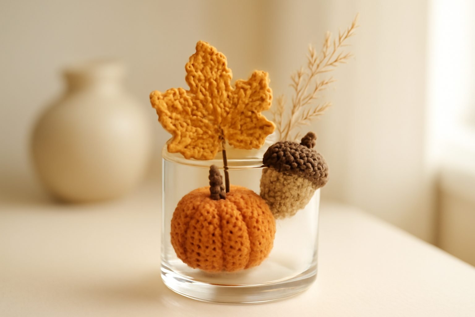 Herbstdeko im Glas häkeln: 6 Schritte zum Ergebnis