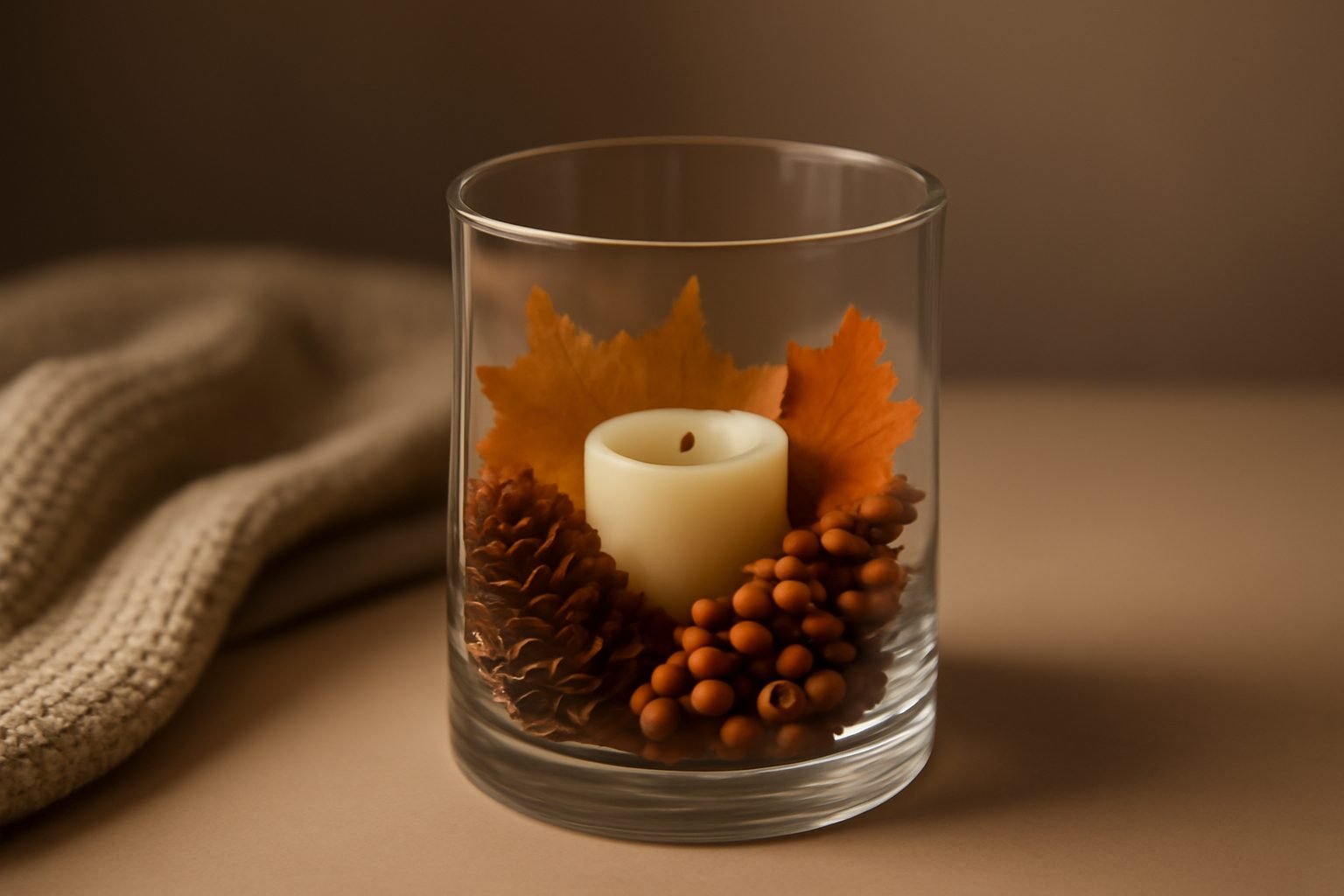 Herbstdeko im Glas nähen ohne Vorkenntnisse